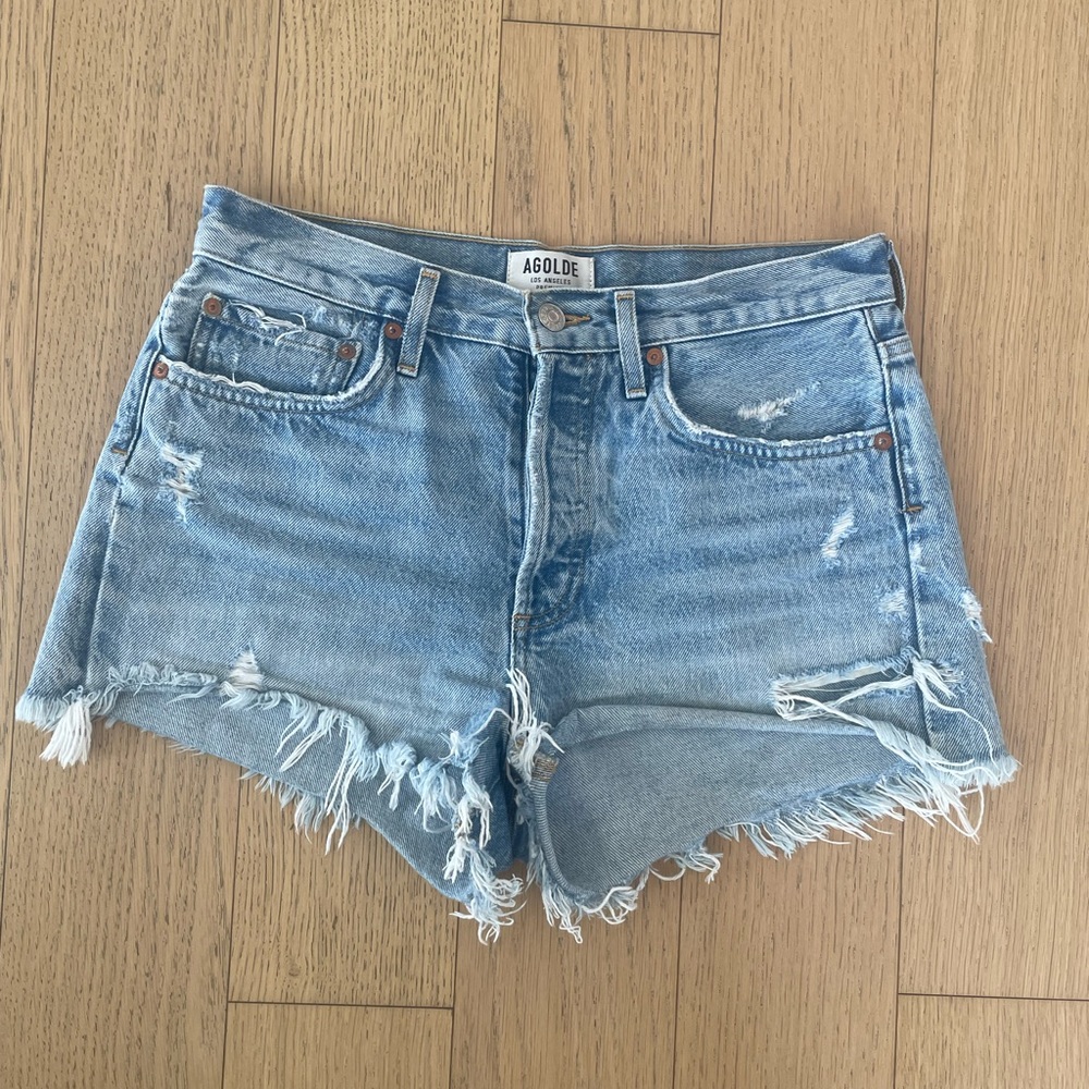 AGOLDE Parker Vintage Frayed-Hem Denim Shorts